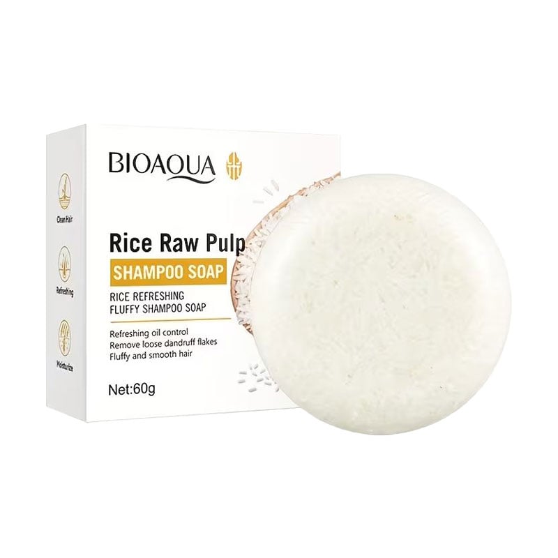 Твердий шампунь для волосся Bioaqua Rice Raw Pulp Shampoo Soap, 60 г
